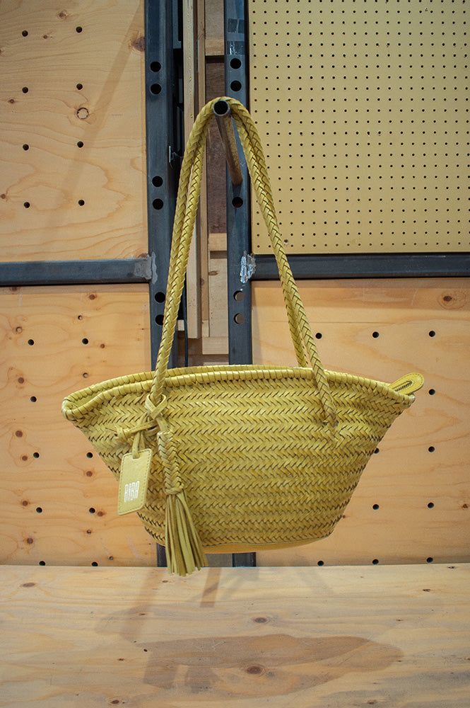 Biba Perkins Lime Braided Leather Basket Bag - The Mercantile London