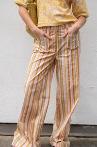 An'ge Rosina Yellow & Lime Striped Trousers