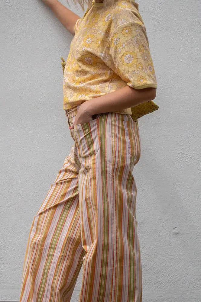 An'ge Rosina Yellow & Lime Striped Trousers