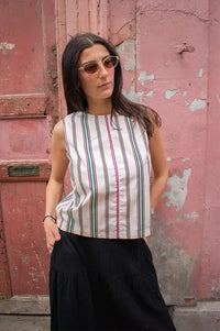 ICHI Leanna Multi Stripe Top - The Mercantile London