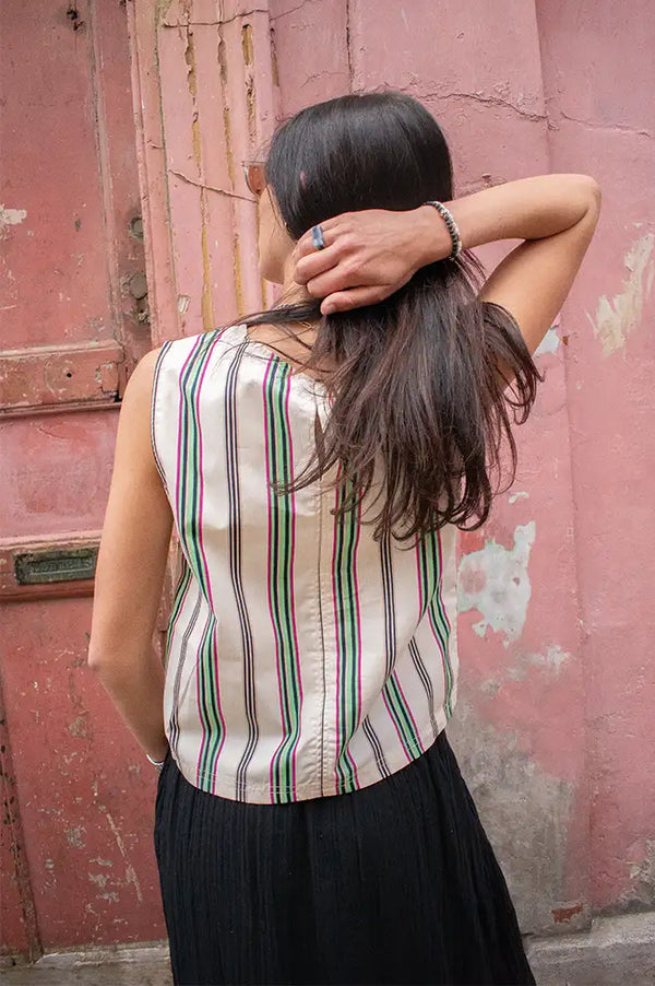 ICHI Leanna Multi Stripe Top - The Mercantile London