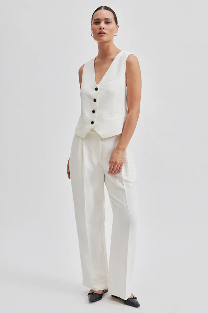 Second Female Lino Antique White Trousers - The Mercantile London