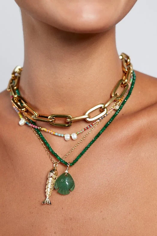 Anni Lu Little Swimmer Green Jade Necklace - The Mercantile London