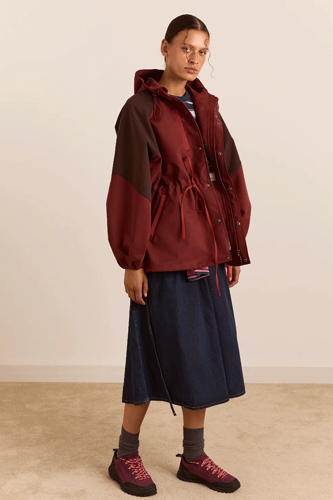 Damson Madder Liu Burgundy Raincoat