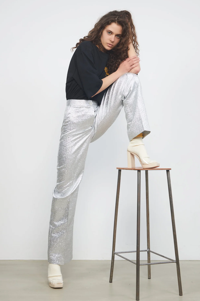 Stella Nova Livi Silver Lurex Trousers - The Mercantile London