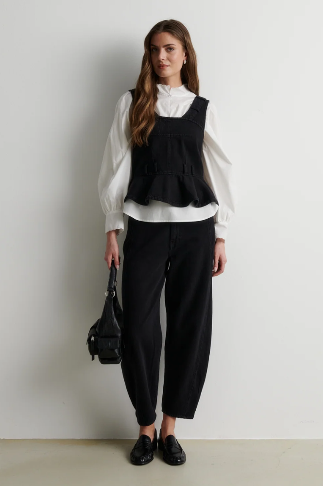 Second Female Loana Black Barrel Jeans - The Mercantile London