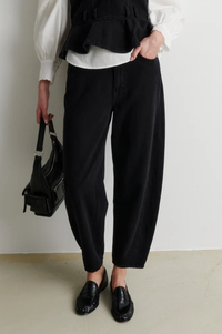 Second Female Loana Black Barrel Jeans - The Mercantile London
