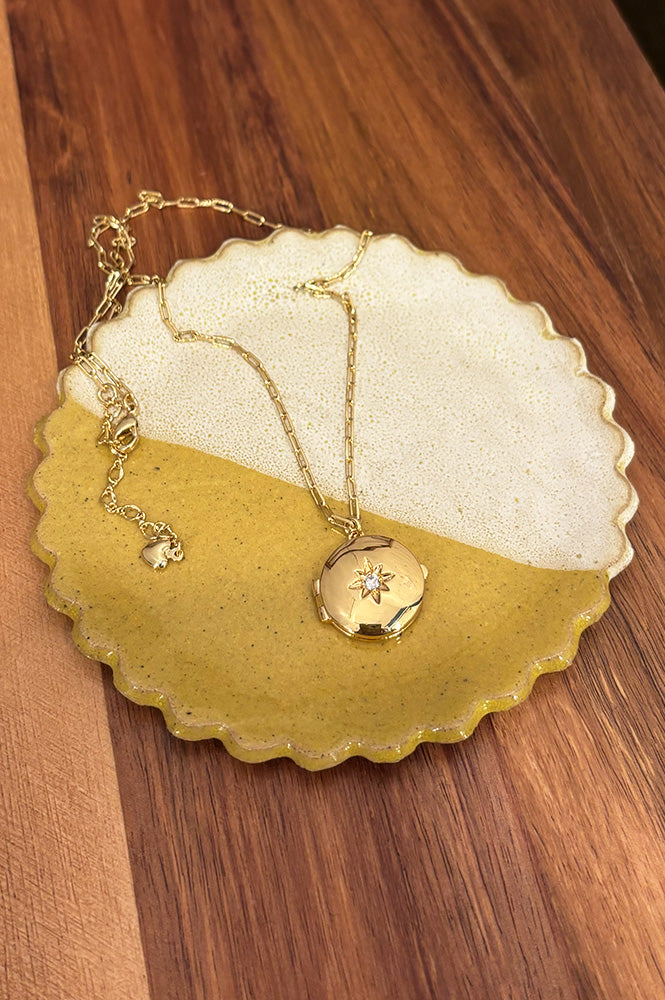 Ash Gold Star Locket Necklace