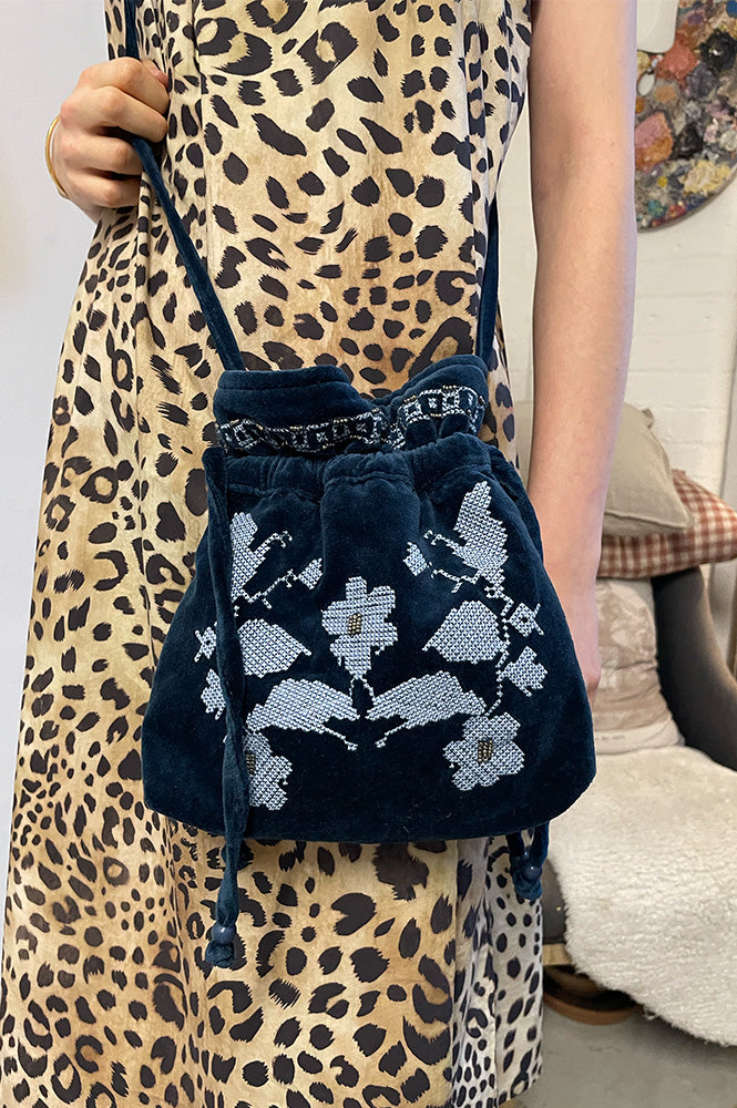 Lolly's Laundry Thelma Navy Drawstring Bag - The Mercantile London