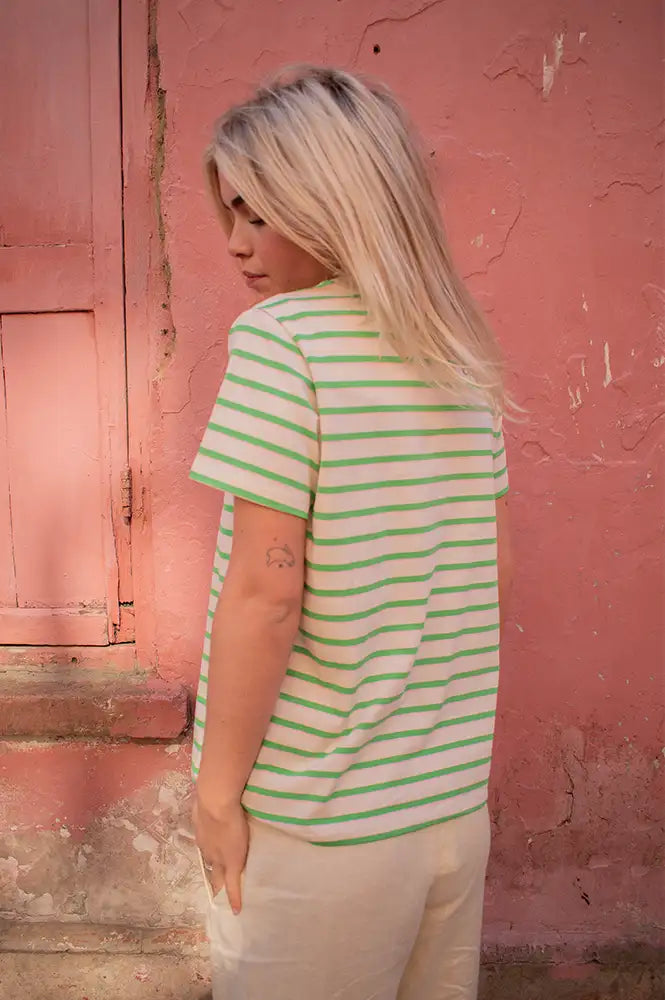 Lolly's Laundry Roma Green Stripe T-Shirt - The Mercantile London