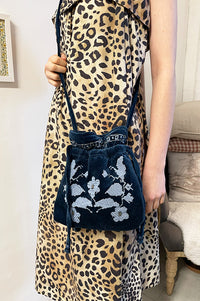 Lolly's Laundry Thelma Navy Drawstring Bag - The Mercantile London