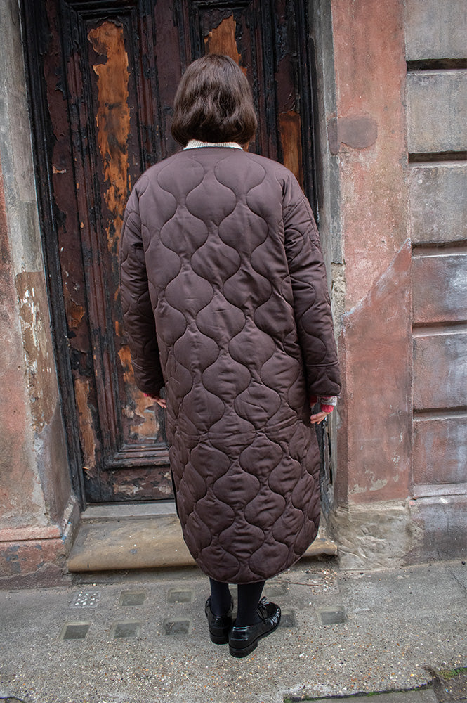 Object Jallie Java Long Quilted Jacket - The Mercantile London