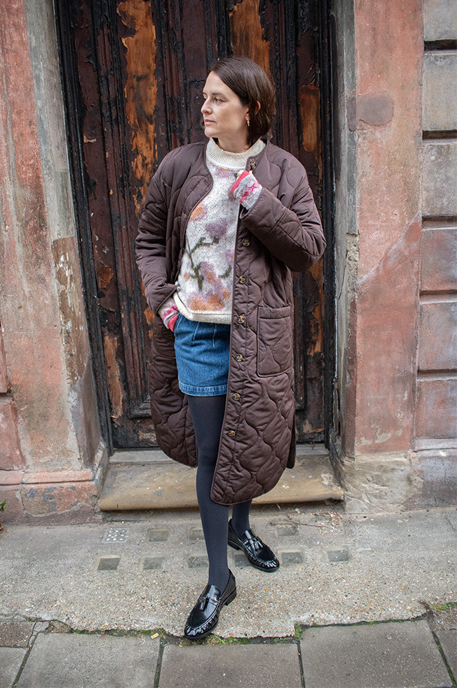 Object Jallie Java Long Quilted Jacket - The Mercantile London