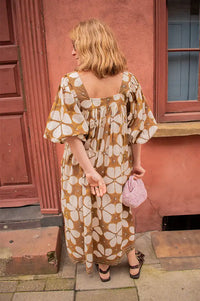 Stella Forest Lotus Brown Print Dress - The Mercantile London