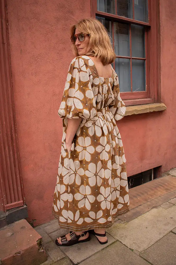 Stella Forest Lotus Brown Print Dress - The Mercantile London