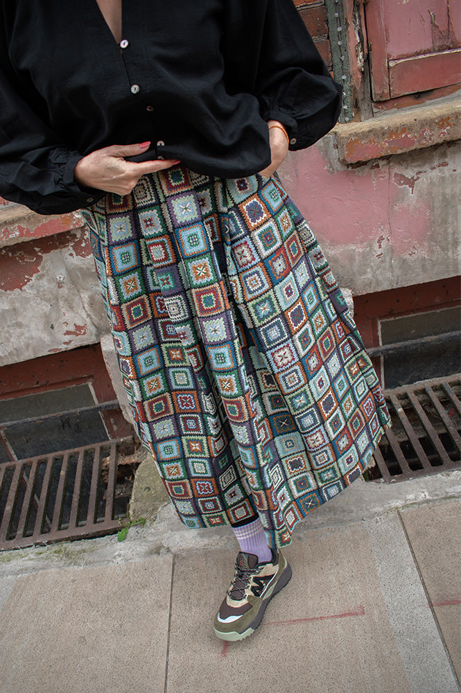 Louche Pasadena 70's Jacquard Midi Skirt - The Mercantile London