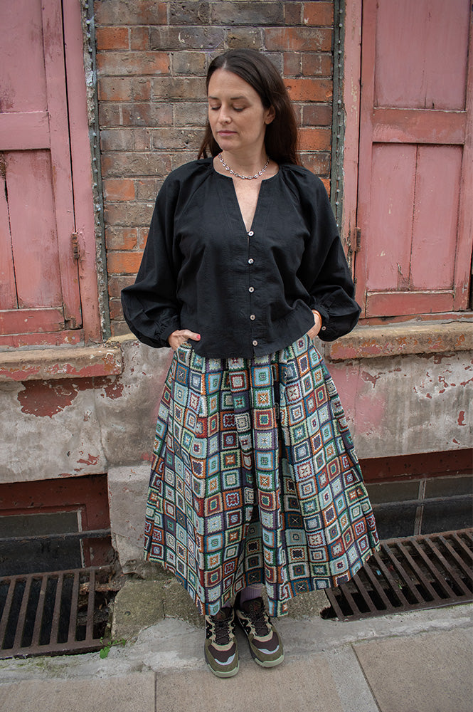 Louche Pasadena 70's Jacquard Midi Skirt - The Mercantile London