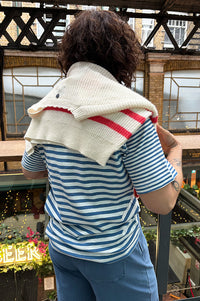 ICHI Nova Blue And Cloud Dancer Striped T-Shirt