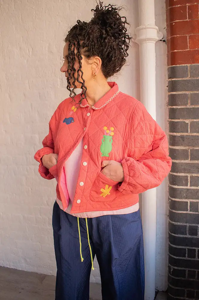 Lowie Seersucker Applique Red Jacket - The Mercantile London