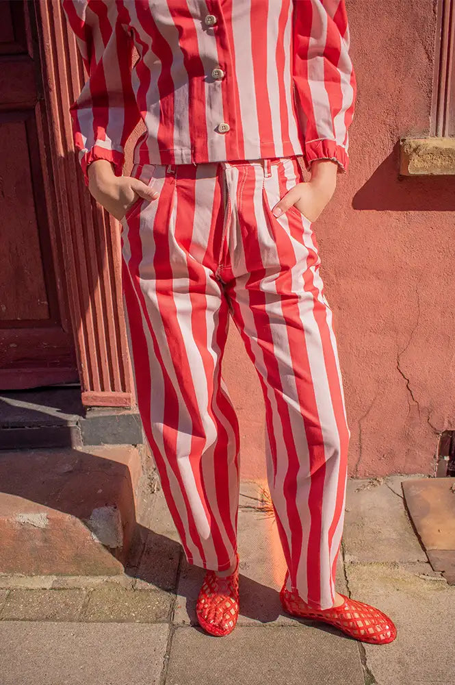 Sophie + Lucie Boyfriend Barras Red Stripe Jeans - The Mercantile London