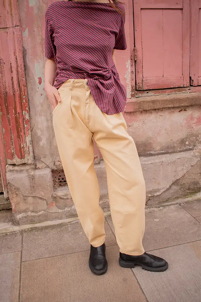 Sophie + Lucie Boyfriend Yellow Twill Jeans - The Mercantile London