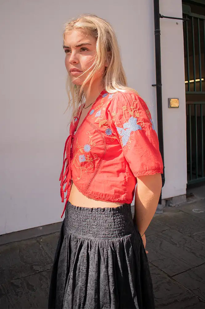 Sophie + Lucie Poppy Red Embroidered Top - The Mercantile London