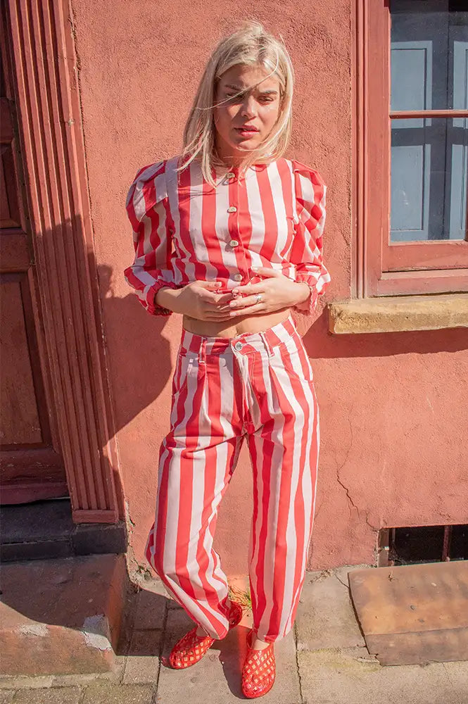 Sophie + Lucie Boyfriend Barras Red Stripe Jeans - The Mercantile London