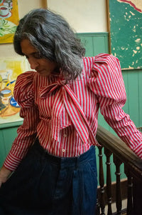 Sophie + Lucie Bow Tie Red Striped Blouse