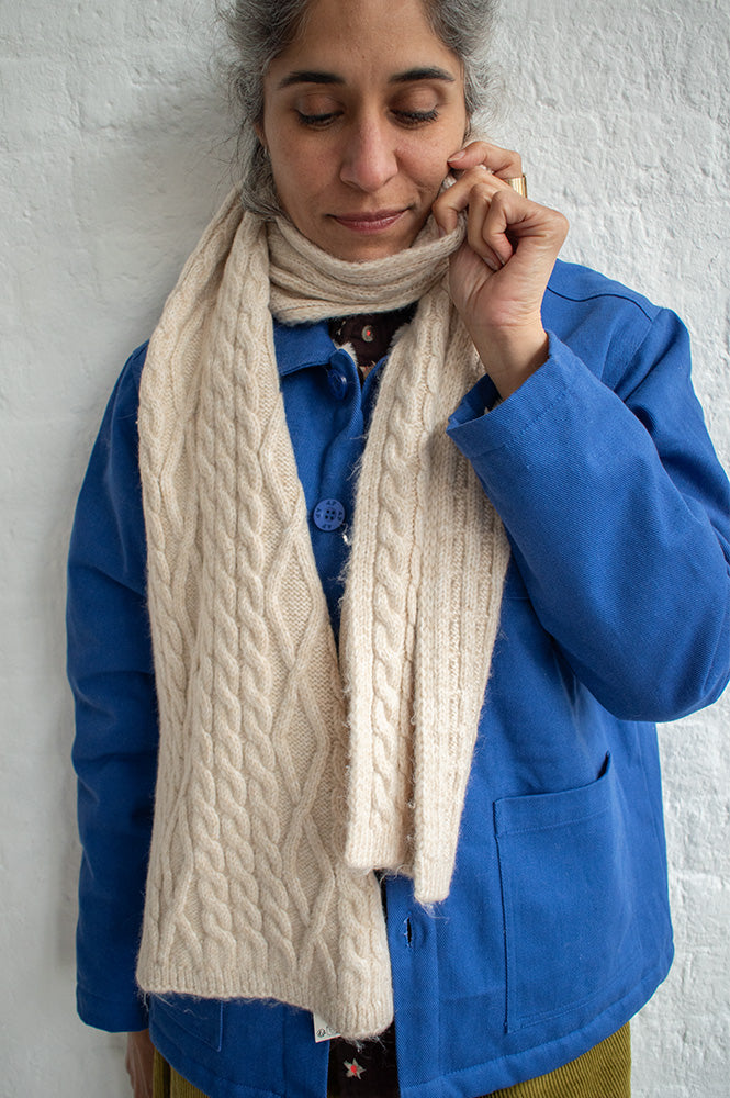 ICHI Lucy Oatmeal Knitted Scarf - The Mercantile London