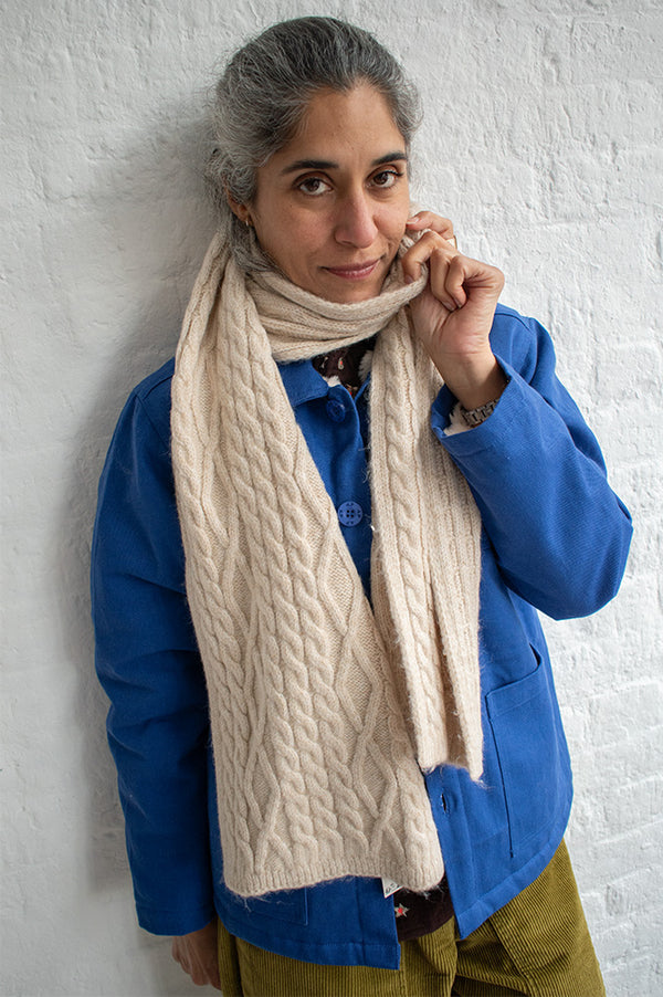 ICHI Lucy Oatmeal Knitted Scarf - The Mercantile London