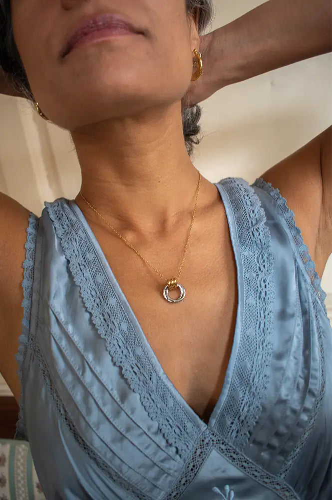Lunar Two Tone Interlinking Ring Necklace - The Mercantile London