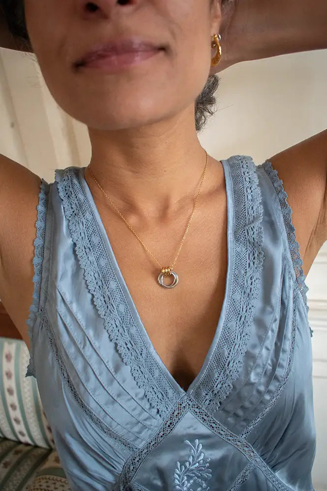 Lunar Two Tone Interlinking Ring Necklace - The Mercantile London