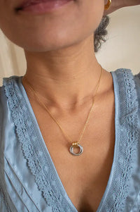 Lunar Two Tone Interlinking Ring Necklace - The Mercantile London