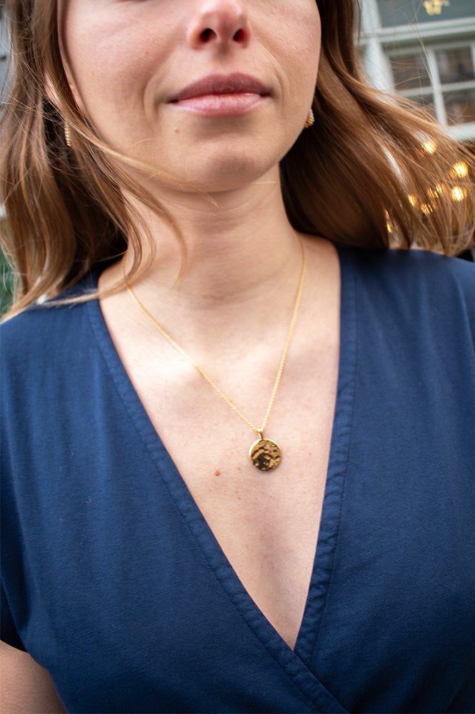 Lunar Molten Hammered Disc Chain Necklace - The Mercantile London