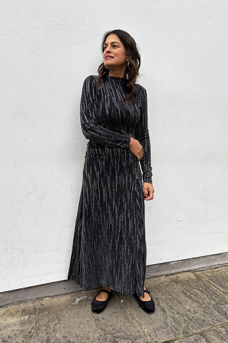 Stella Nova Silver Lurex Jersey Maxi Dress - The Mercantile London
