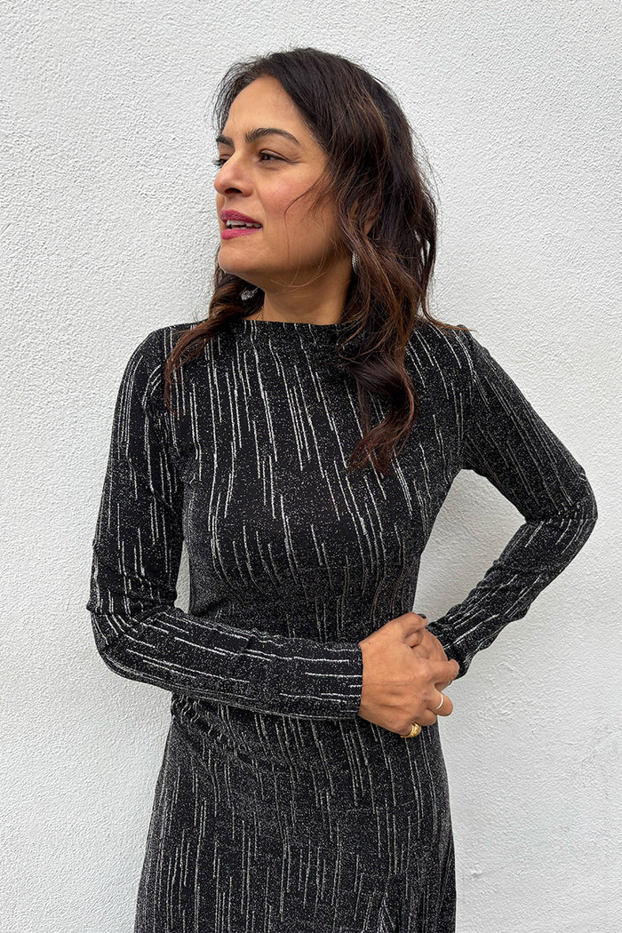 Stella Nova Silver Lurex Jersey Maxi Dress - The Mercantile London