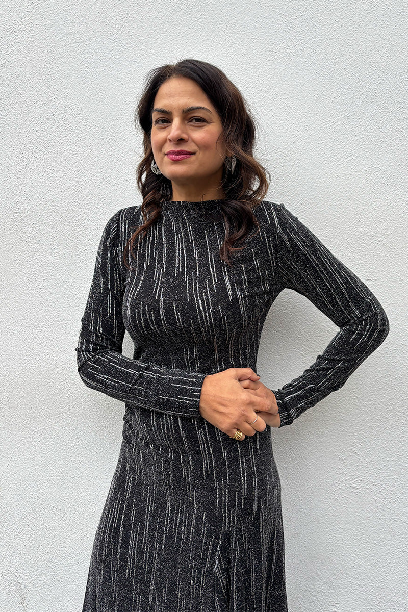 Stella Nova Silver Lurex Jersey Maxi Dress - The Mercantile London