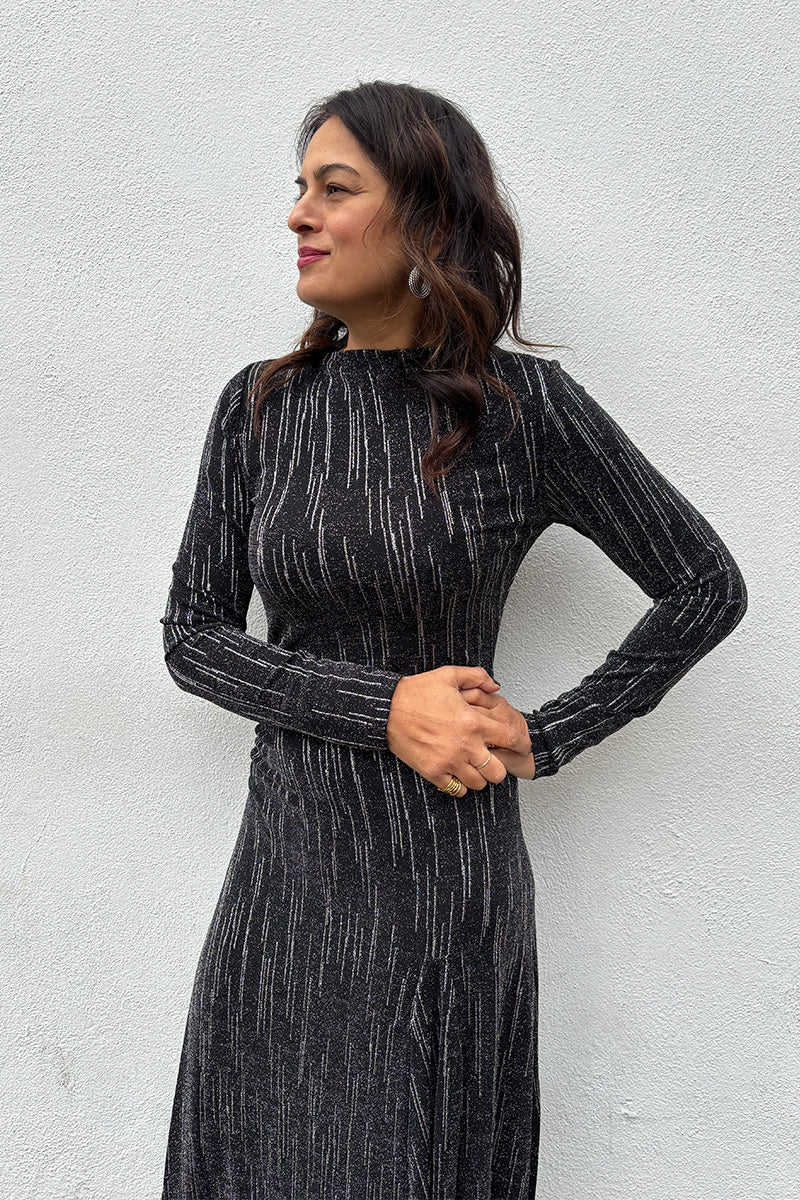 Stella Nova Silver Lurex Jersey Maxi Dress - The Mercantile London