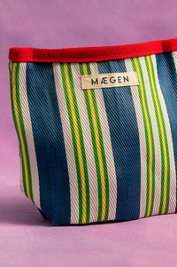 MÆGEN Red, Blue & Green Striped Pouch - The Mercantile London