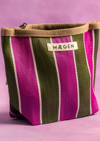 MÆGEN Brown, Olive & Pink Striped Pouch - The Mercantile London