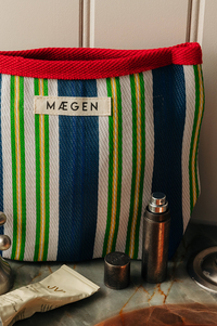 MÆGEN Red, Blue & Green Striped Pouch - The Mercantile London