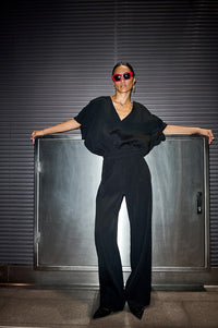 By-Bar Benji Jet Black Structure Stripe Trousers - The Mercantile London