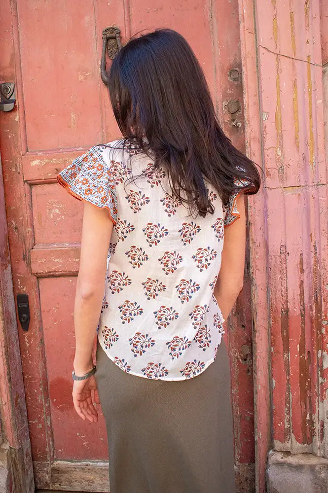 M.A.B.E Stella Rust Ecru Top - The Mercantile London