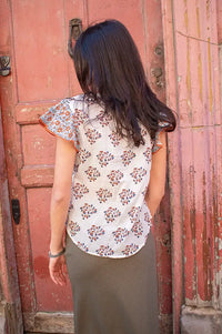 M.A.B.E Stella Rust Ecru Top - The Mercantile London