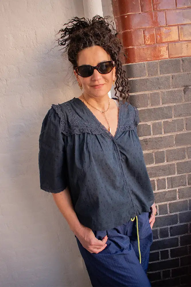 M.A.B.E Brea Navy Blouse - The Mercantile London