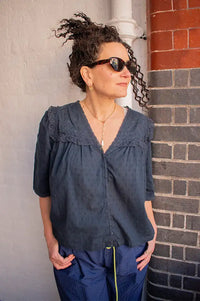 M.A.B.E Brea Navy Blouse - The Mercantile London