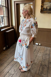 M.A.B.E Gracie Floral Embroidered Midi Dress
