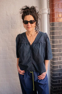 M.A.B.E Brea Navy Blouse - The Mercantile London