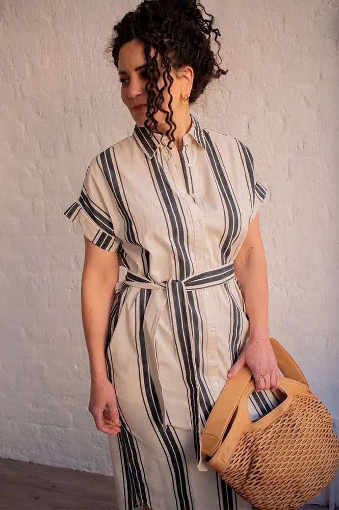 Fransa Maddie Meteorite Stripe Dress - The Mercantile London