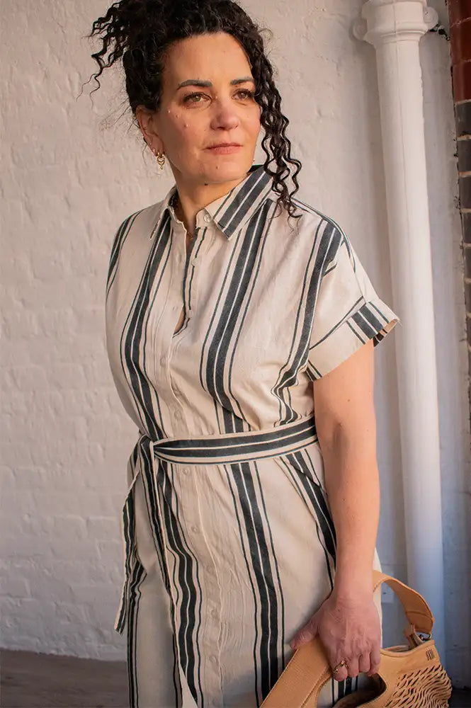Fransa Maddie Meteorite Stripe Dress - The Mercantile London